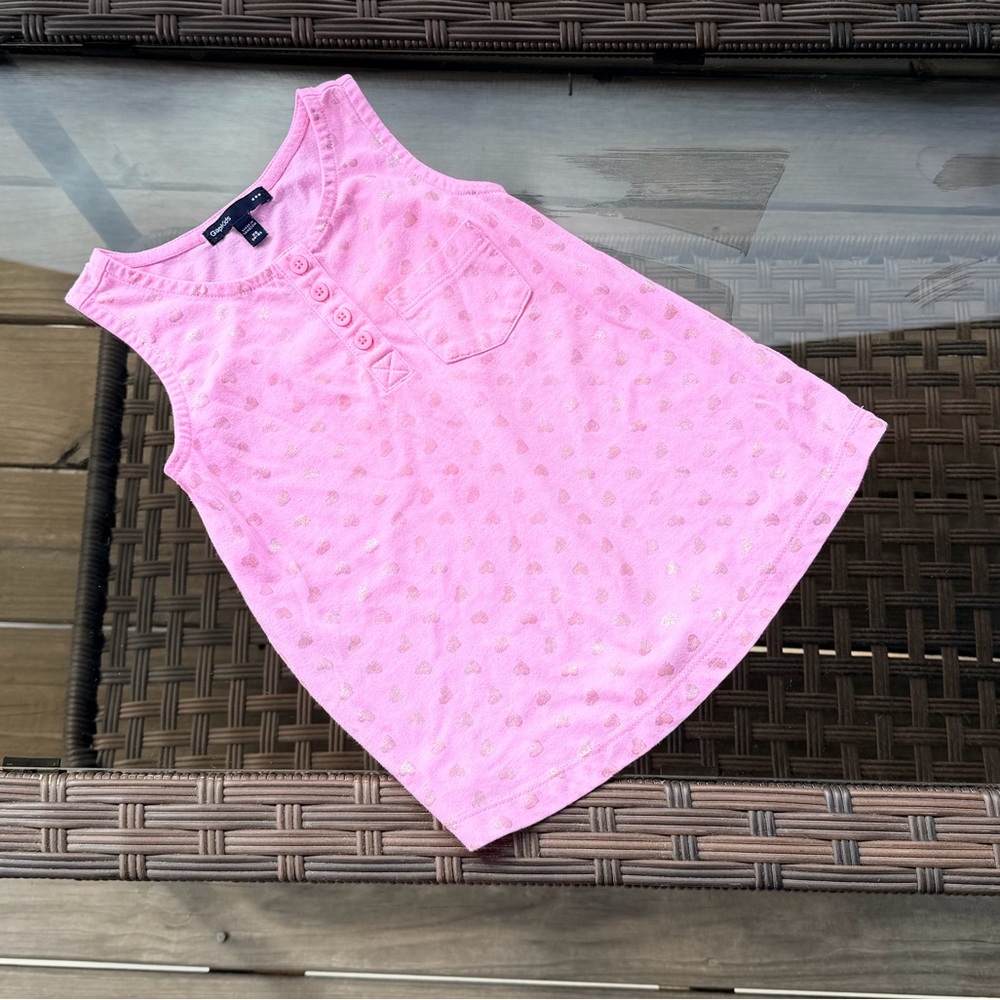Gap Girls Pink Sleeveless Top with Gold Heart Accents Size XS
